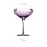 Vertical ribbed pattern purple glass