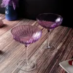 Vertical ribbed pattern purple glass