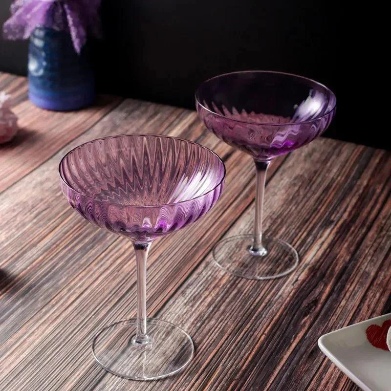 Vertical Ribbed Pattern Purple Glass 326677