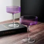 Vertical ribbed pattern purple glass
