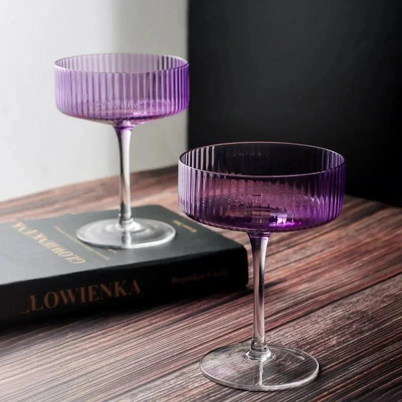 Vertical Ribbed Pattern Purple Glass 433190