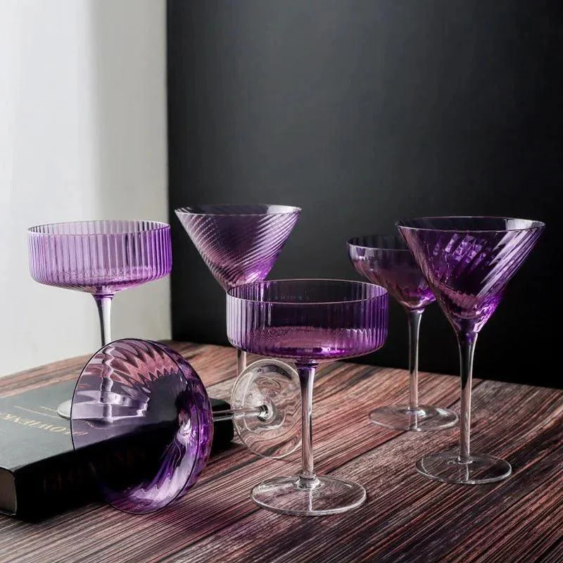 Vertical Ribbed Pattern Purple Glass 440293