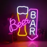 Vibrant cocktails beer led neon wall sign