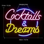 Vibrant cocktails beer led neon wall sign