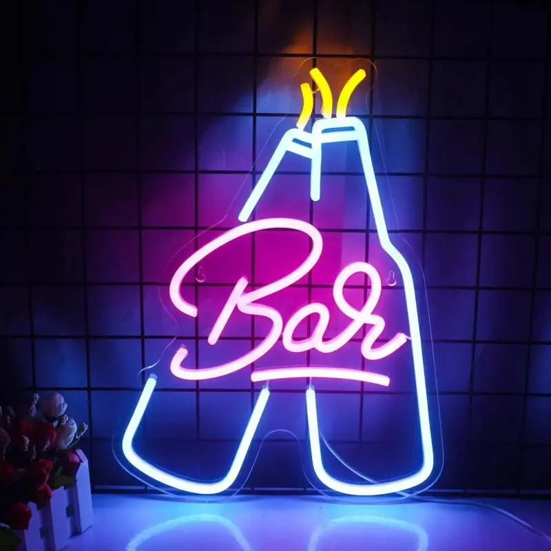 Vibrant cocktails beer led neon wall sign