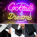 Vibrant cocktails beer led neon wall sign