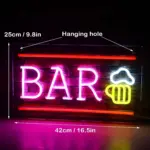 Vibrant cocktails beer led neon wall sign