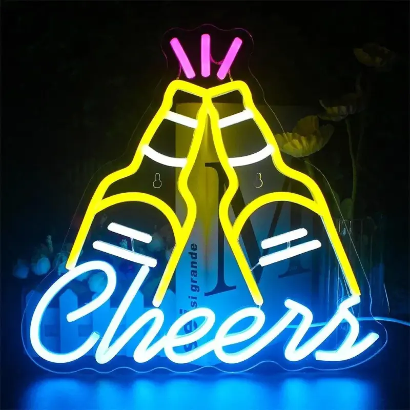 Vibrant cocktails beer led neon wall sign