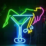 Vibrant cocktails beer led neon wall sign