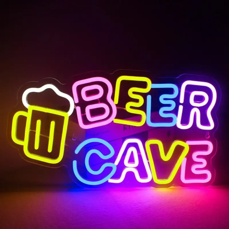 Vibrant cocktails beer led neon wall sign