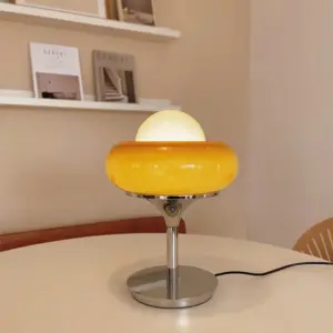 RetroBauhaus – Yellow Glass Table Lamp in Vintage Style