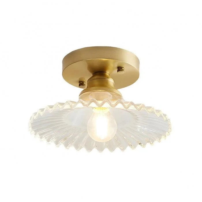 Vintage Clear Glass Ribbed Petal Ceiling Lamp Hl139