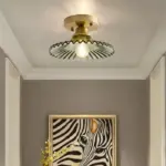 Vintage clear glass ribbed petal ceiling lamp hl139