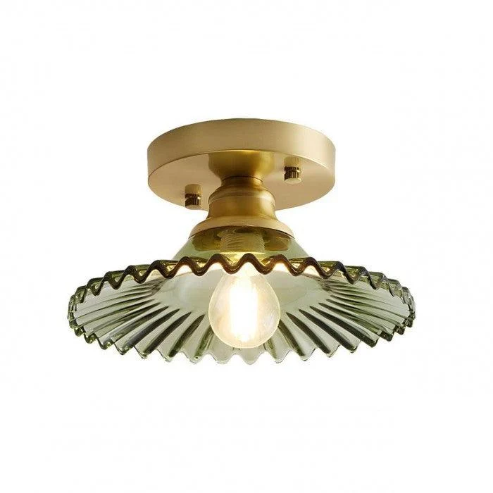 Vintage Clear Glass Ribbed Petal Ceiling Lamp Hl139 11