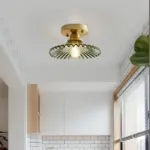 Vintage clear glass ribbed petal ceiling lamp hl139