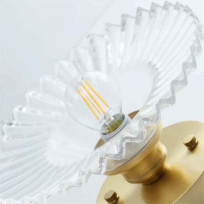 Vintage Clear Glass Ribbed Petal Ceiling Lamp Hl139 9