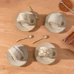 Vintage coarse pottery coffee cup saucer set