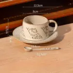 Vintage coarse pottery coffee cup saucer set