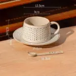Vintage coarse pottery coffee cup saucer set