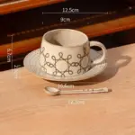 Vintage coarse pottery coffee cup saucer set