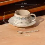 Vintage coarse pottery coffee cup saucer set