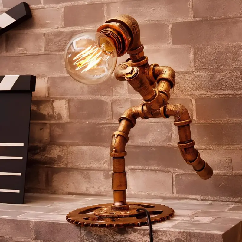 Vintage jogger tischlampe retro metall tafellampe wohnzimmer lichtquelle bronze xlumina2