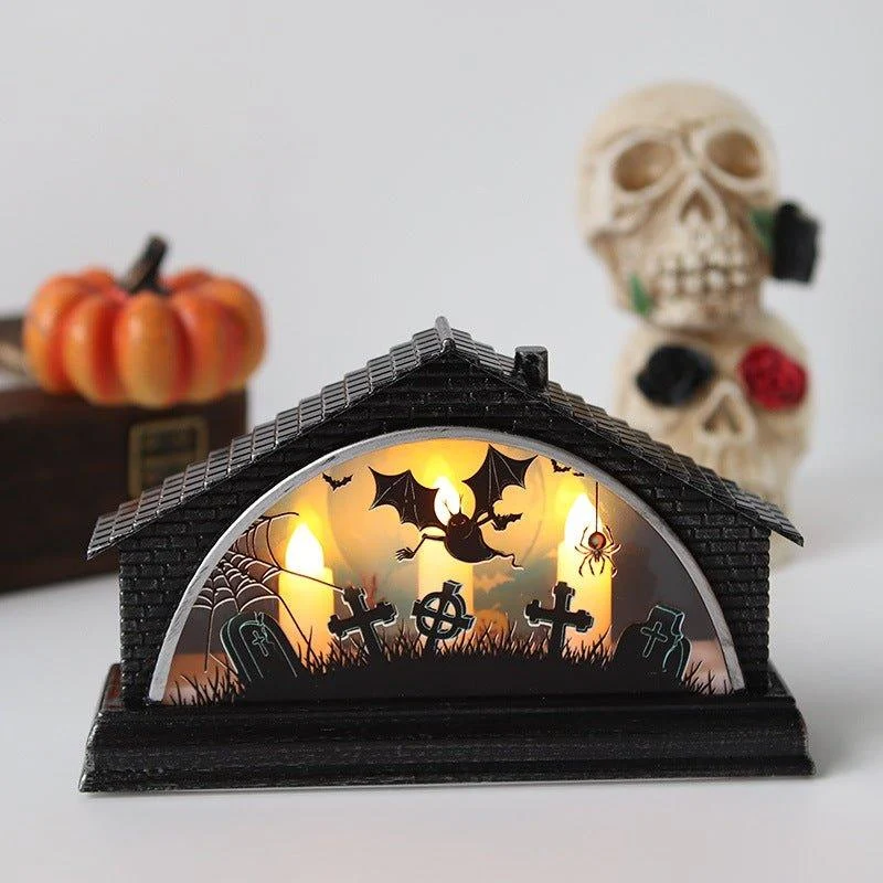 Vintage Led Halloween Glow House With Trio Candle Lights Patchandbagel 571985