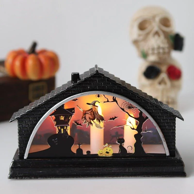 Vintage Led Halloween Glow House With Trio Candle Lights Patchandbagel 851811