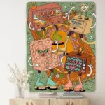 Vintage psychedelic rock hip hop tapestry wall hanging