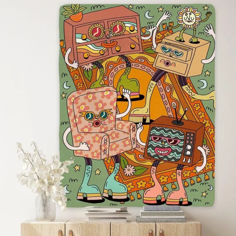 Vintage psychedelic rock hip hop tapestry wall hanging