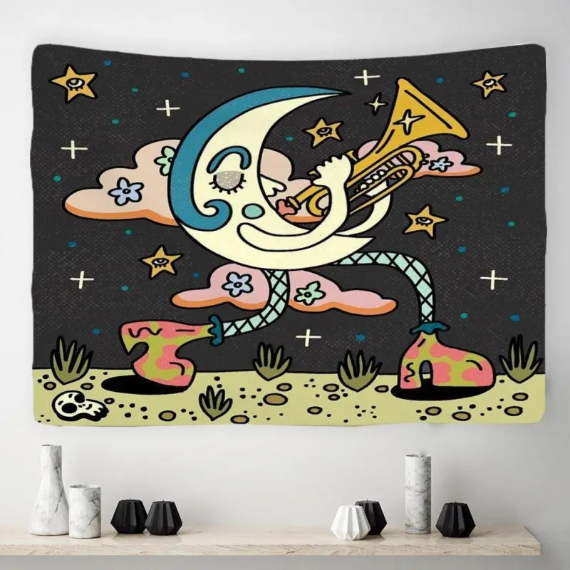 Vintage psychedelic rock hip hop tapestry wall hanging