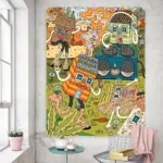 Vintage psychedelic rock hip hop tapestry wall hanging