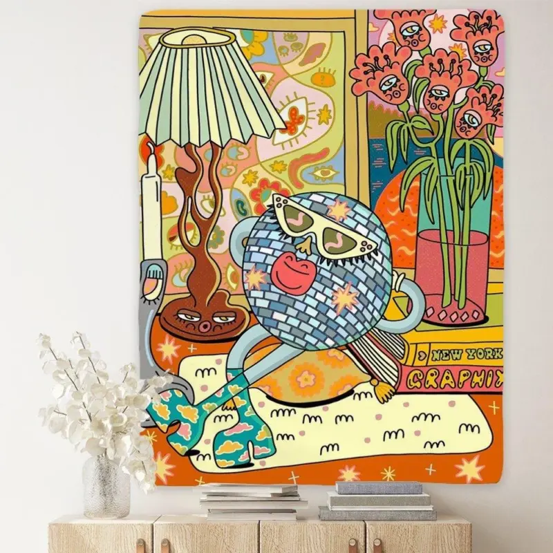 Vintage psychedelic rock hip hop tapestry wall hanging