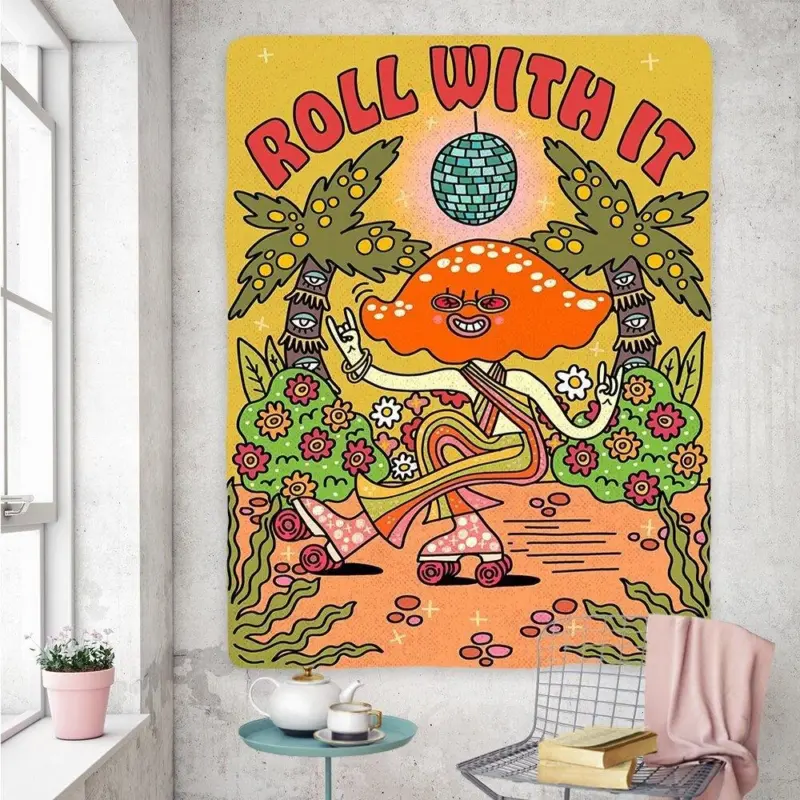 Vintage psychedelic rock hip hop tapestry wall hanging