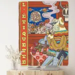 Vintage psychedelic rock hip hop tapestry wall hanging