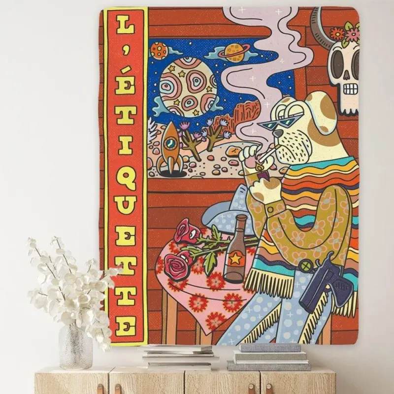 Vintage psychedelic rock hip hop tapestry wall hanging