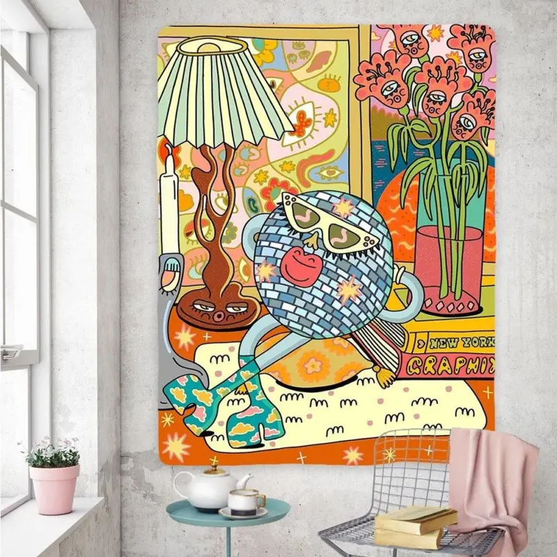 Vintage psychedelic rock hip hop tapestry wall hanging