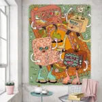 Vintage psychedelic rock hip hop tapestry wall hanging