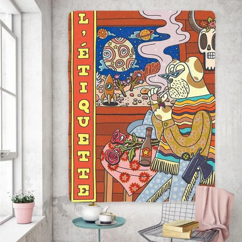 Vintage psychedelic rock hip hop tapestry wall hanging