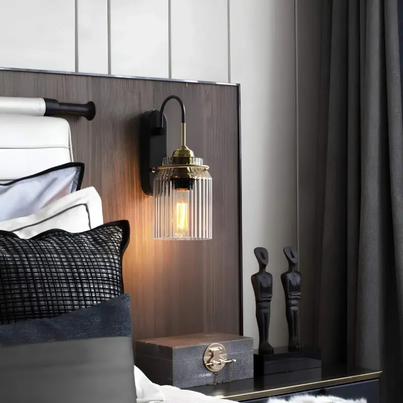 Vintage wandleuchte mit glaslampenschirm vintage wandlampe modern industrial stil xlumina2