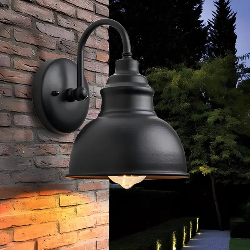 Vintageglow retro aussenwandlampe schwarz kupfer messing wetterbestaendig xlumina2