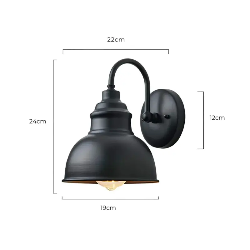 Vintageglow retro aussenwandlampe schwarz kupfer messing wetterbestaendig xlumina6