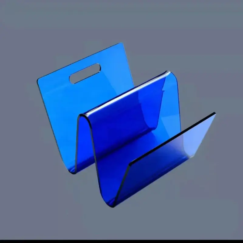 W shape wavey acrylic magazine stand