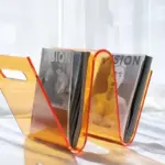 W shape wavey acrylic magazine stand