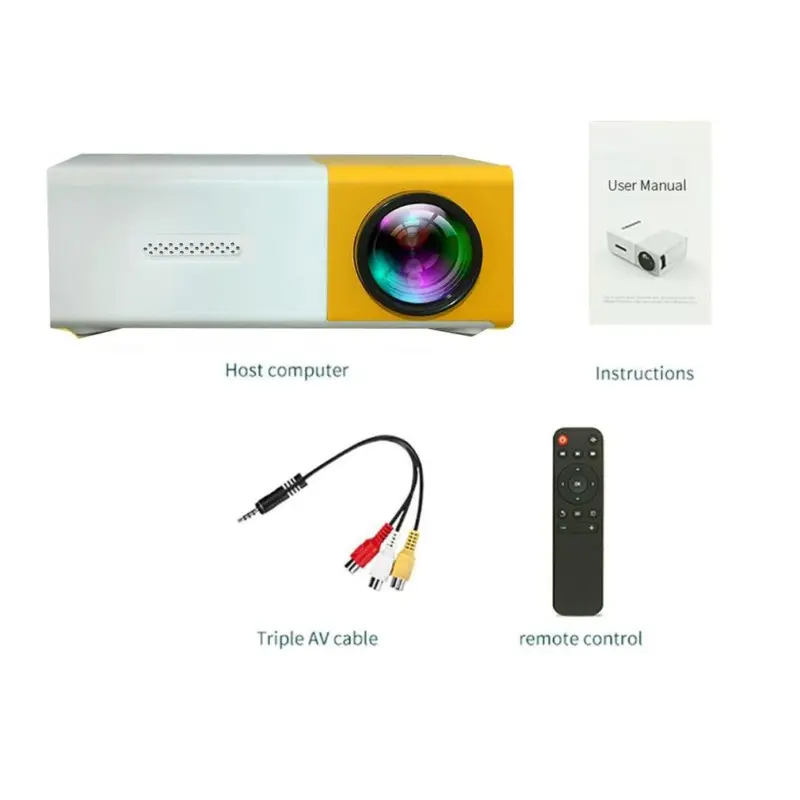 W1oPYG300 Pro LED Mini Projector Supports 1080P HDMI compatible USB Audio Portable Home Media Video Player