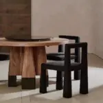 Wabi sabi style sleek designer dining chair