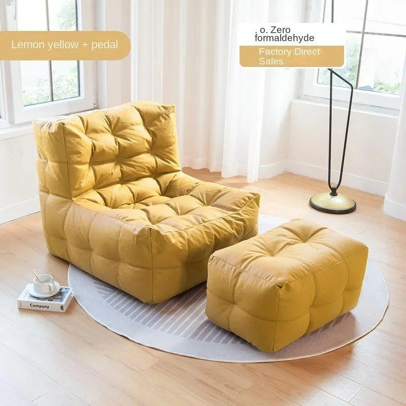 Waffle Fabric Lazy Sofa Bean Bag Chair 630278