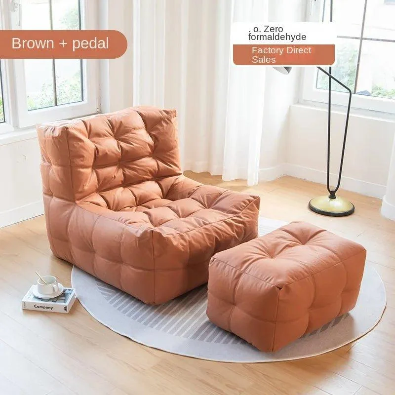 Waffle Fabric Lazy Sofa Bean Bag Chair 950073