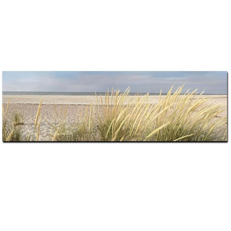 Wall Canvas Art Seascape Beach Landscape Painting Poster Hd Print Sky Island Sand Dunes Tail Grass Wall Pictures For Living Room 595949