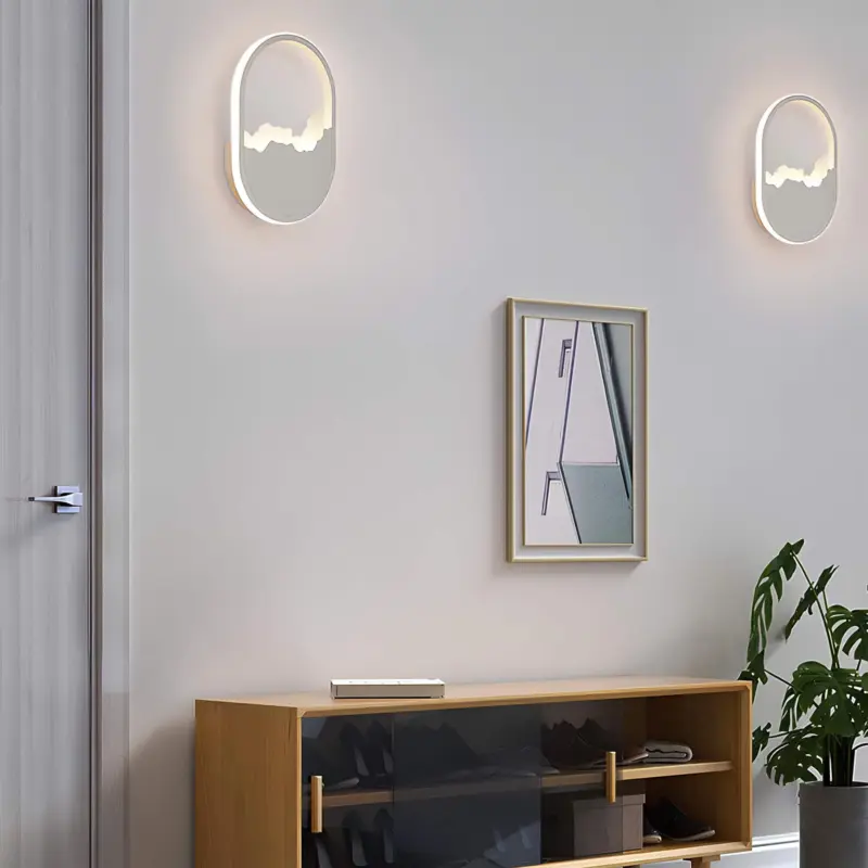 Waveglow moderne ovale led wandlampe eisen welle 3000k weiss schwarz xlumina8